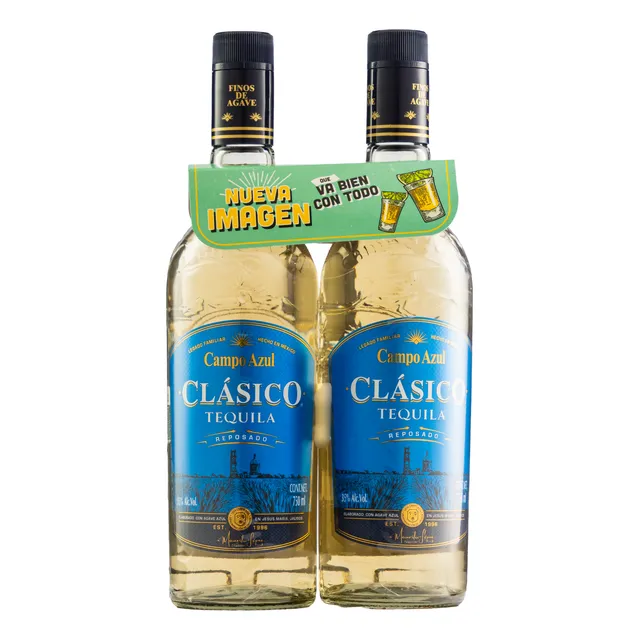 Tequila Campo Azul Reposado Clásico Duo Pack 750 Ml