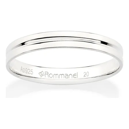Aliança Rommanel Com Friso Prata 925 810256