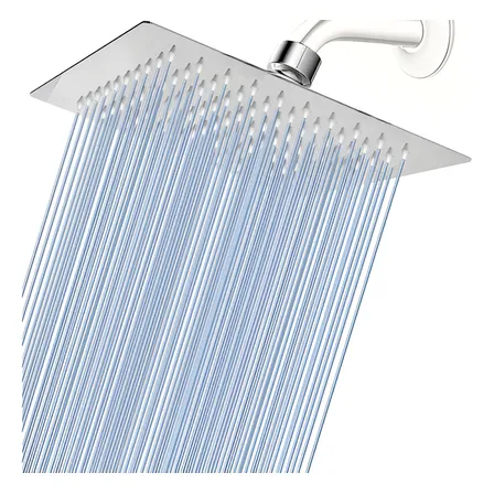 Regadera Cuadrada 20cm Lluvia Alta Presión Acero Inoxidable Plateado