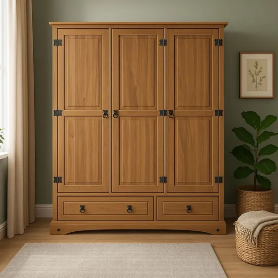 Ropero 3 Puertas 2 Cajones - Madera M - Dormitorio - Lcm Color Roble