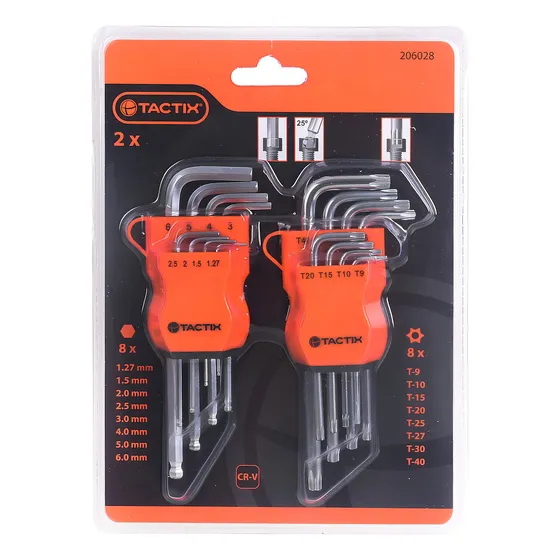 Juego De Llave Allen Y Torx 16 Piezas Tactix Color Naranja