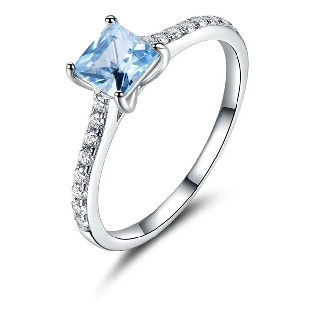 Aro Anillo De Compromiso Mujer Plata 925 Con Topacio Mod1