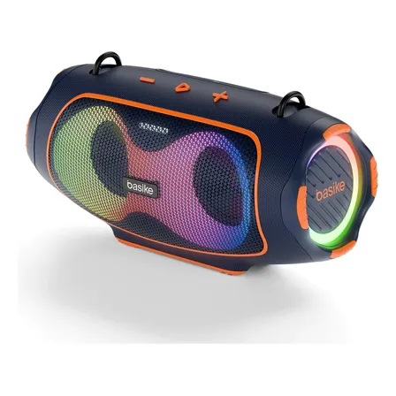 Caixa Som Basike 80w Bluetooth, Ipx6, 8000mah, Tws, Rgb Azul 127/220v