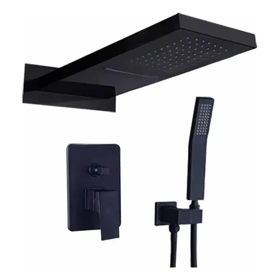 Regadera Negro Mate Kit Ducha 3 Modos Diseño Moderno Elegant