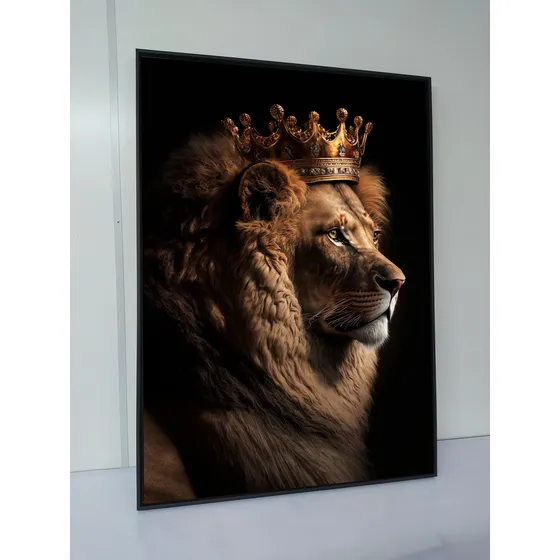 Quadro Em Tela Canvas Leão Judá Com Molduras 60x90cm
