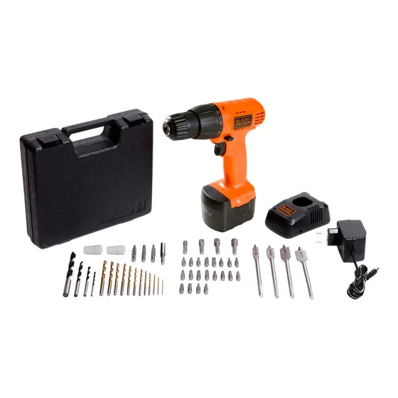 Taladro Atornillador 12v + 50 Accesorios Black+Decker Cd121k50-b2c Color Naranja