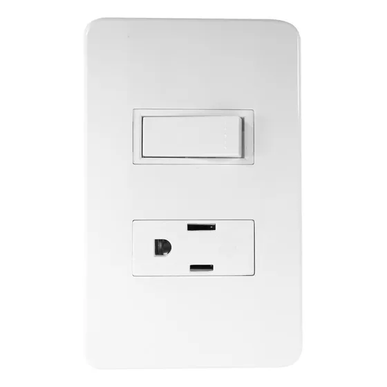 Placa Tradizione Con Interruptor Y Contacto Color Blanco