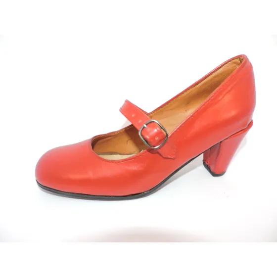Zapato De Baile Español Cuero Y Suela Altura Taco 5.5cm 