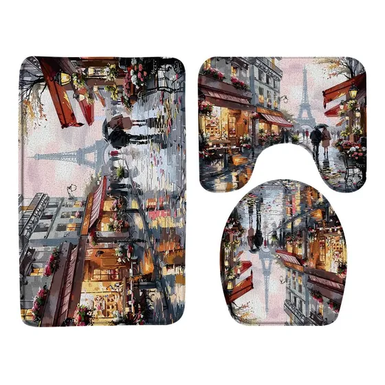 Tapete Baño Torre Eiffel Paris Pintura Al Oleo Calle Paisaje
