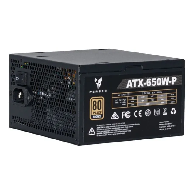 Fuente Para Pc Perseo 6650w Atx-650w-p Certif. 80plus Bronce Negro