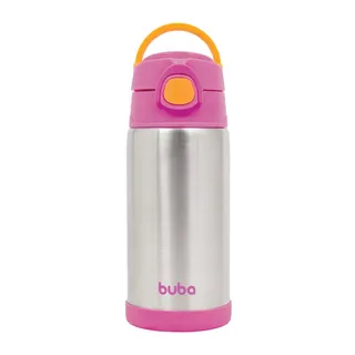 Garrafa Térmica Infantil 400ml Inox C/ Canudo Copo Rosa Buba Garrafa Térmica Infantil 400ml Inox C/ Canudo Copo Rosa Buba