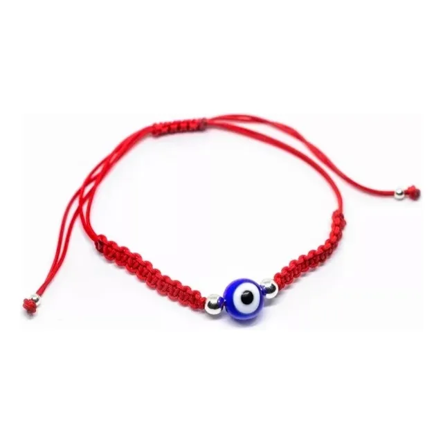 Pulsera Hilo Rojo Protección Ojo Turco Balín Acero 