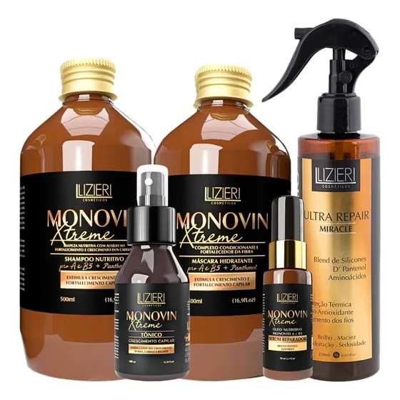 Kit Monovin Shampoo Crescimento Capilar + Protetor Térmico