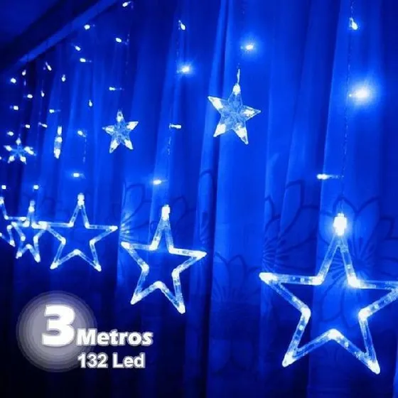 Luces Navidad Led Cortina Lluvia Estrellas Navideñas 
