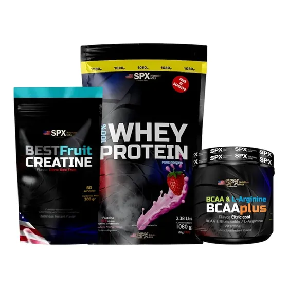 1 Whey Protein 100% + 1 Creatina Spx Frutilla + 1 Bcaa Plus