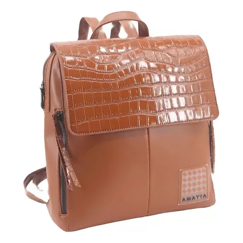 Mochila Cartera Amayra Cuero Hombre Mujer Original Color Camel Elegante Y Versatil Ideal Para Uso Diario Y Ocasional Resistente Y De Alta Calidad