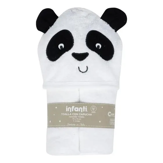 Toalla Con Capucha Infanti Panda 75x75cm