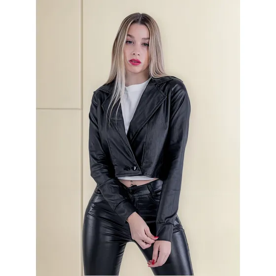 Campera Biker Negra Mujer Moom