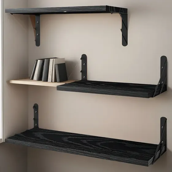 Repisas Flotantes De Madera Multipropósito Kit X3 Colores Color Negro | Cuotas sin interés