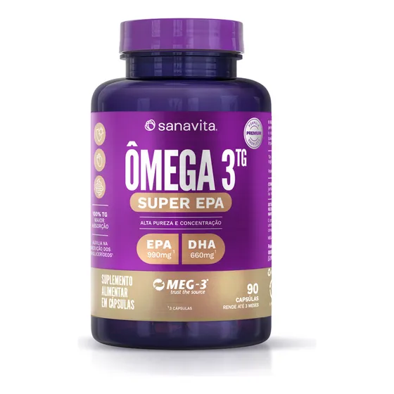 Super Epa Ômega 3 Tg Selo Meg 3 + Dha + Vitamina E Sanavita