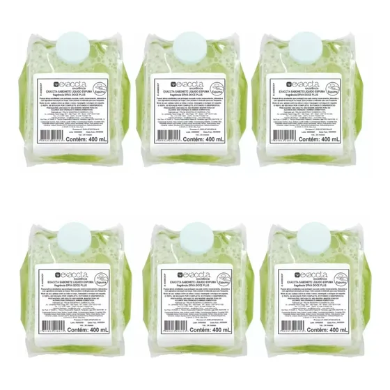 Refil Sabonete Líquido Dispenser Espuma Caixa 6 Unid. 400ml
