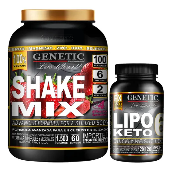 60días Batido Vegano Dieta Shake Mix Quemador Lipo 6 Genetic