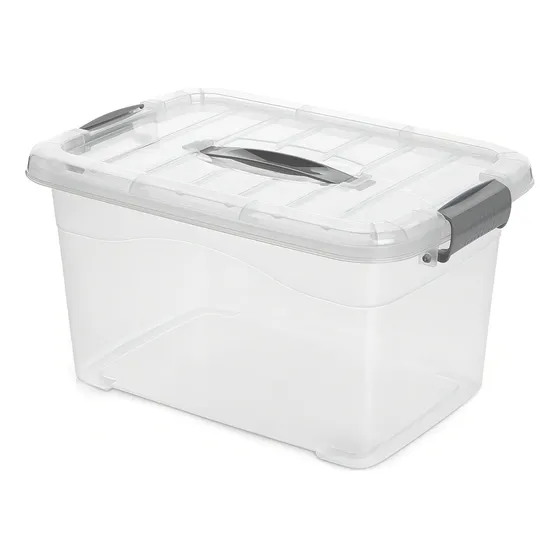 Caja Organizadora Plástica Transparente con Tapa de 10 Litros, Resistente y Apilable, Ideal para Almacenamiento de Objetos en Hogar u Oficina, Energy Plus.