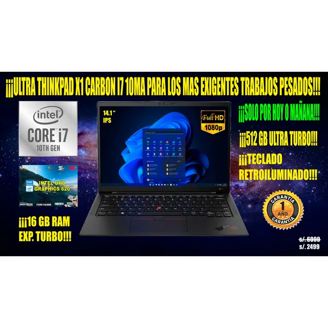 Ultra Poderosa Exclusiva Laptop Lenovo Thinkpad X1 Carbon I7