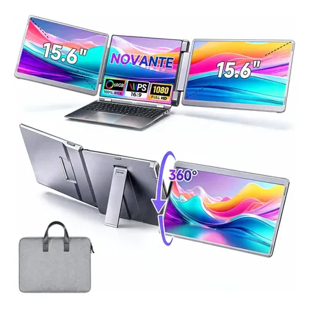 Monitor Novante Duplo Tela 15.6  Inverta A Tela Da Esquerda Cinza 127/220v