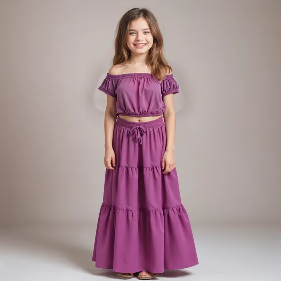 Conjunto Infantil Saia Longa Três Marias E Cropped Ciganinha