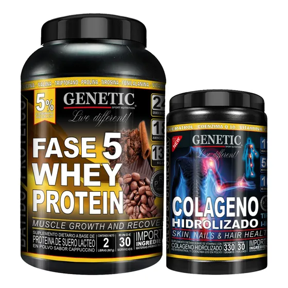 Fase 5 Whey Protein Colágeno Hidrolizado Q10 Resver Genetic