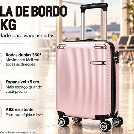 Mala Sweet Studio Para Viagem Bordo Pequena De Mão Com Rodas Removíveis Rosa Mala 2088