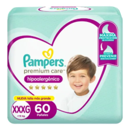 Pañales Pampers Premium Care Hipoalergénico Xxxg 120 Und