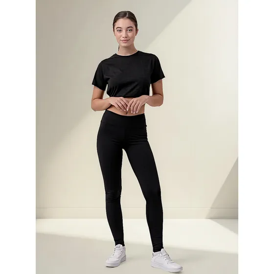 Calza Fixpower Mujer Deportiva Negra Lycra Tiro Alto