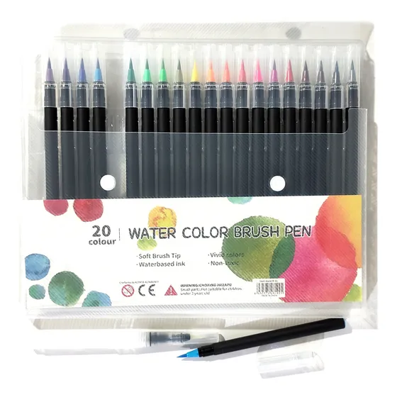 Marcadores Acuarelables 20 Colores + 1 Pincel De Agua
