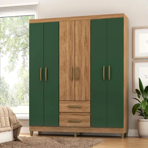 Placard Armario Ropero 6 Puertas 2 Cajones Estantes Mueble