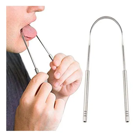 Cepillo Lengua Acero Inox Limpiador Lingual Limpieza Bucal F