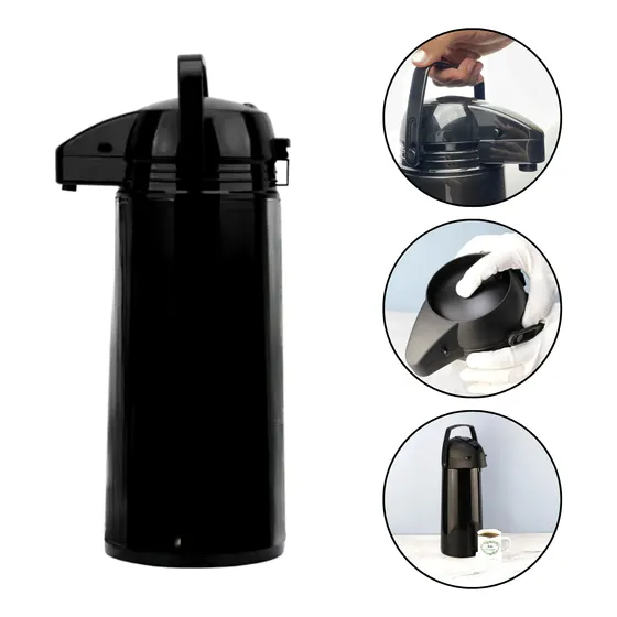Garrafa Térmica 1.9l Café Chá Airpot Inox Vidro De Pressão