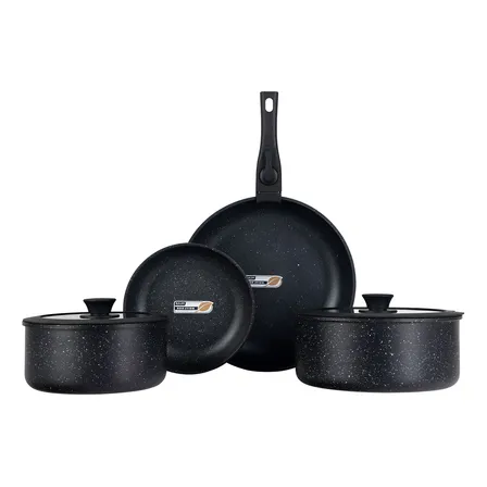 Olla Bateria De Cocina Ceramica Baum 6 Piezas Wurzel Negro