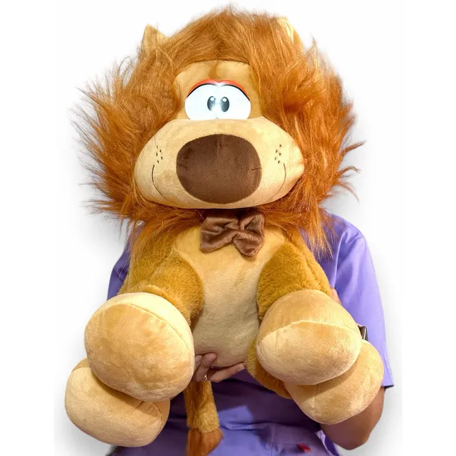 Leon De Peluche 50cm Perfumado + Moño + Globos