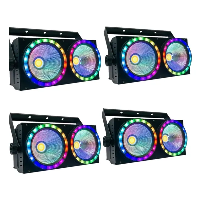Kit 4 Refletor Mini Brut Led 200w Branco Led  Rgb Strobo Dmx