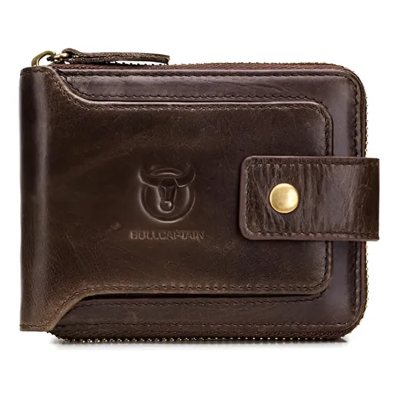 Bullcaptain Cartera De Cuero Genuino Para Hombre Con Gran Ca
