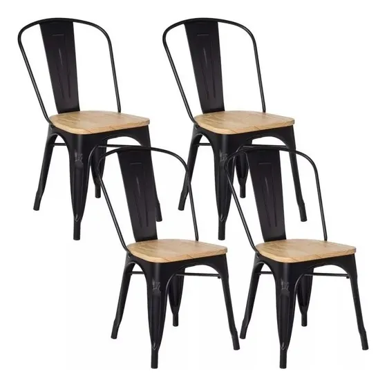 Set 4 Sillas Tolix Madera Negras