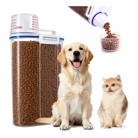 Porta Ração Pet Pote Medidor Vedação Hermética Gato Cão 2,5l Kit 1 Transparente
