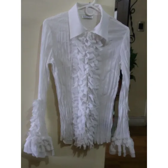 Blusa De Dama Elegante Manga Larga Con Volantes