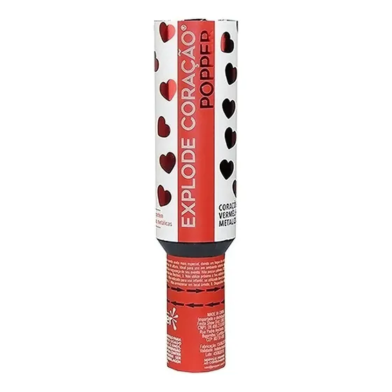 Lança Confete Granada Coração Vermelho Metalizado - 30cm
