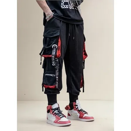 Pantalones Hip Hop De Calle Con Cordón Para Hombre