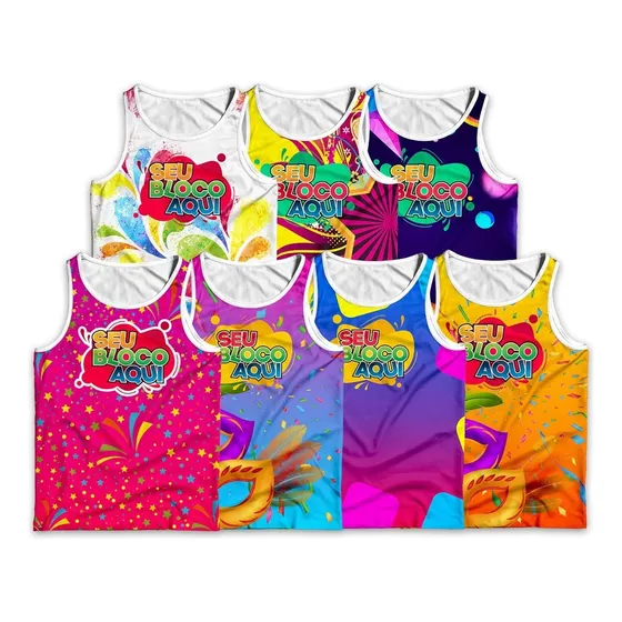 Kit 24 Abadás Personalizados Regata Carnaval Bloco