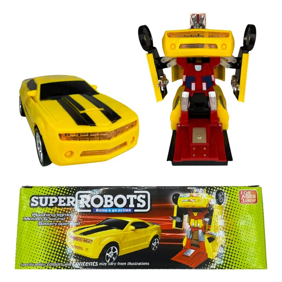 Carrinho Camaro Transformer Bumblebee Vira Robô C/ Luz E Som