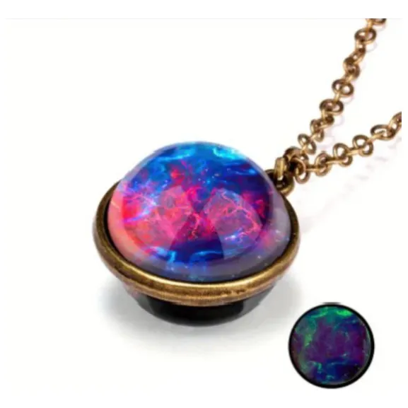 Collar,cadena Luna Galaxia,canica Vidrio, Game 